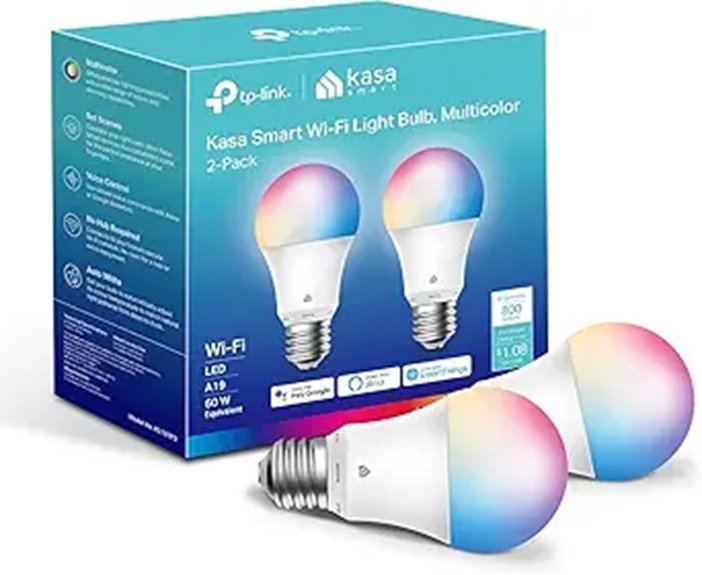Kasa Smart Color Changing WiFi Light Bulbs (2-Pack)
