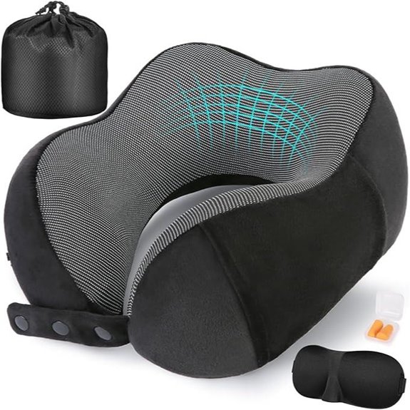 Travel Neck Pillow with Eye Mask & Earplugs