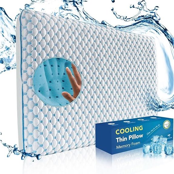 Cooling Gel Thin Pillow for Sleep and Pain Relief