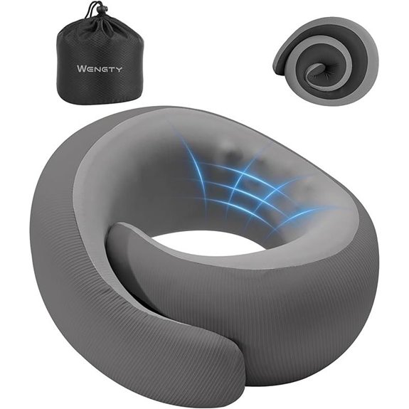 Travel Neck Pillow with Cooling Fabric & Memory Foam