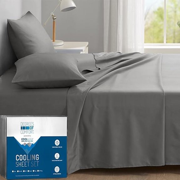 Cooling Sheets Queen Size Bed Set for Hot Sleepers