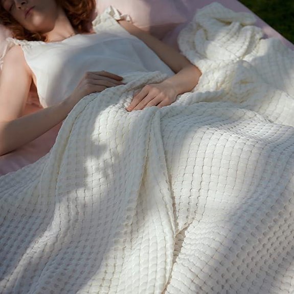 Bedsure Cotton Waffle Blanket for Hot Sleepers Ivory