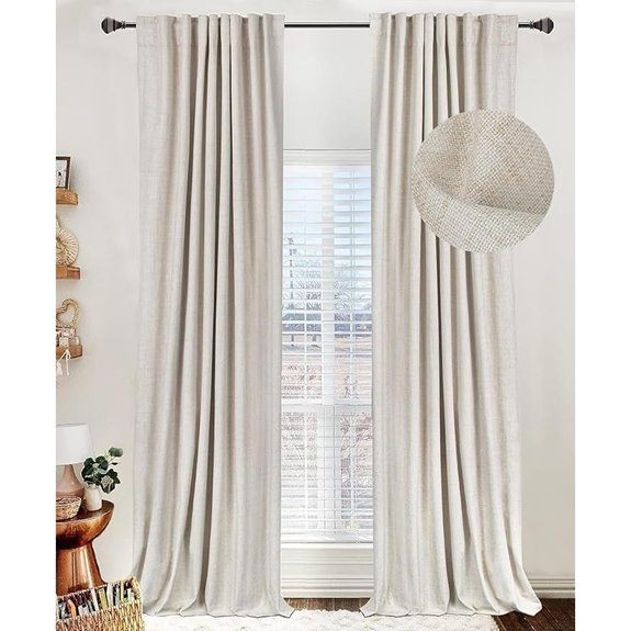 Blackout Linen Curtains 84 Inches 2 Panels Cream