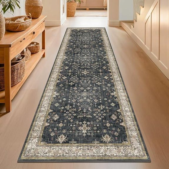 Dark Washable Hallway Runner Rug Non Slip 2'6x8