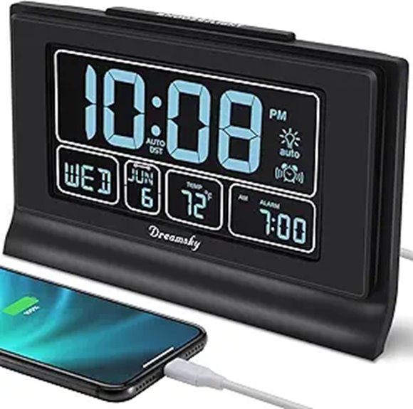 DreamSky Digital Alarm Clock with USB and Backup