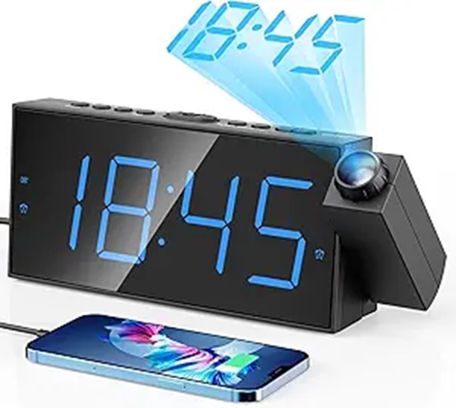 Digital Projection Alarm Clock with LED Display