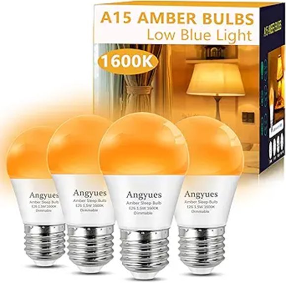 Amber Sleep Light Bulbs Dimmable Blue Light Blocking 4 Pack