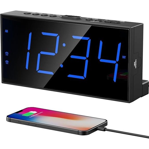 Digital Dual Alarm Clock with USB and Battery Backup