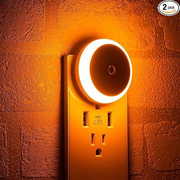 Amber Night Light 2 Pack with Dusk Sensor