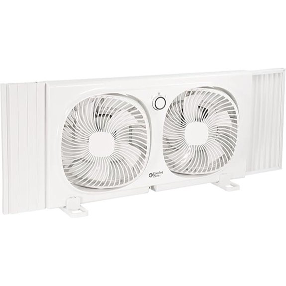 Comfort Zone 9 Dual Window Fan with Rotating Heads