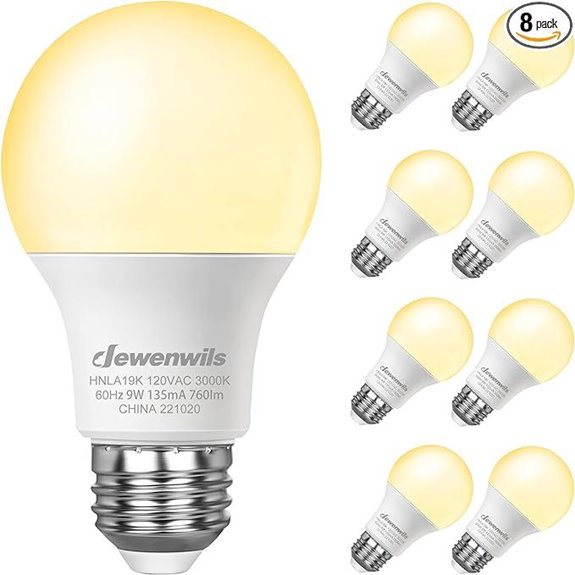 DEWENWILS 8-Pack A19 LED Light Bulbs