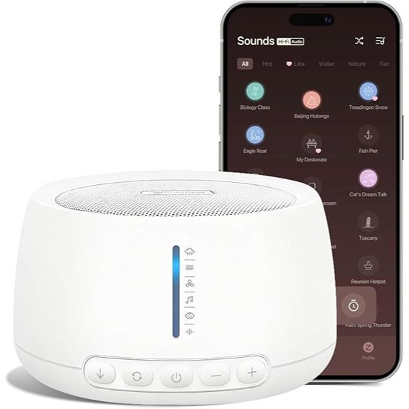 White Noise Machine with 18 Sounds and App
