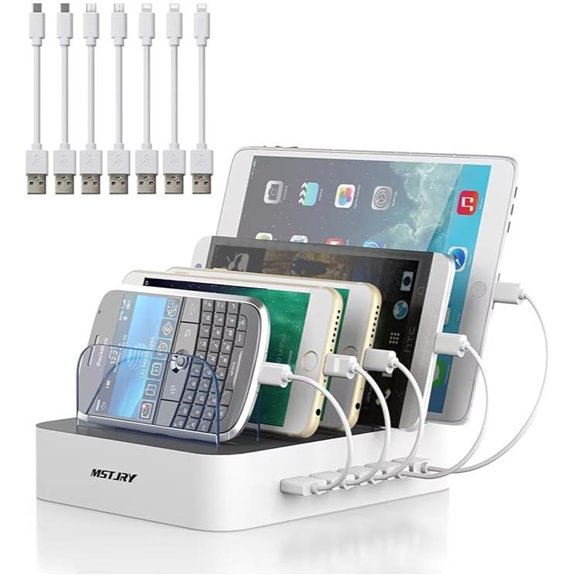 MSTJRY 5-Port Multi USB Charging Station with Cables