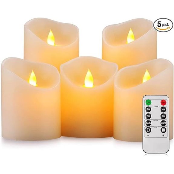 Flickering LED Flameless Candles Set of 5 with Timer