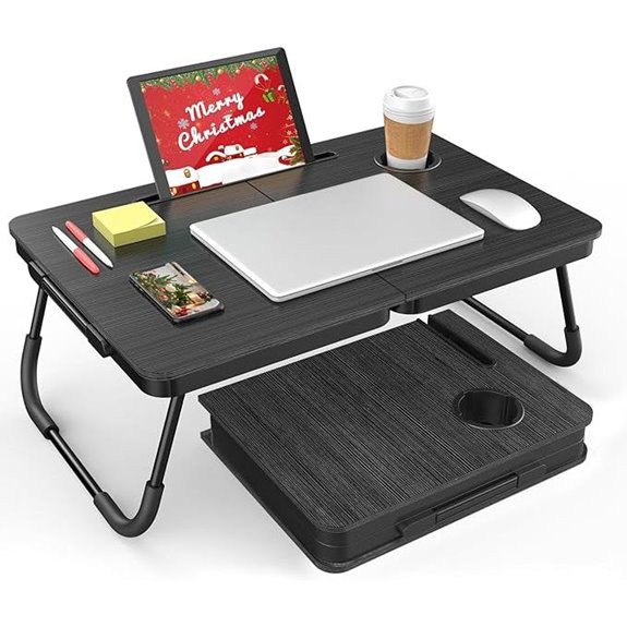 BUYIFY Portable Foldable Lap Desk with Cup & Phone Holders