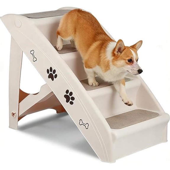Foldable Nonslip Pet Dog Stairs and Ramp (Tan)