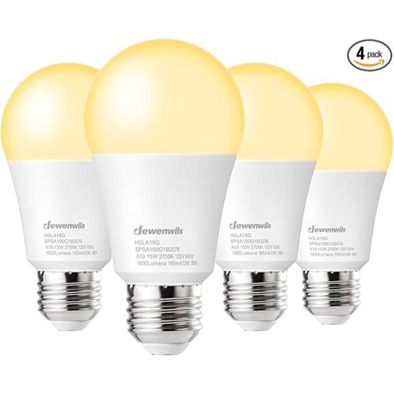 DEWENWILS 4-Pack A19 LED Bulb Dimmable 1600LM