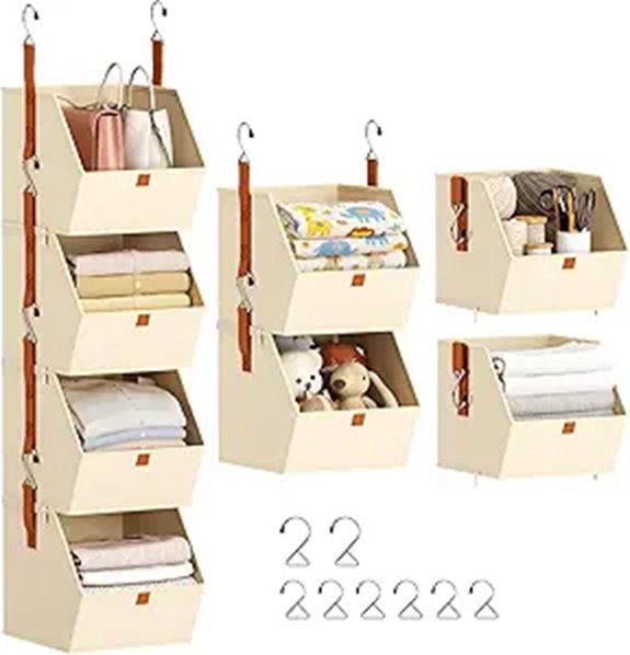 Hanging 4-Tier Closet Organizer with Fabric Bins
