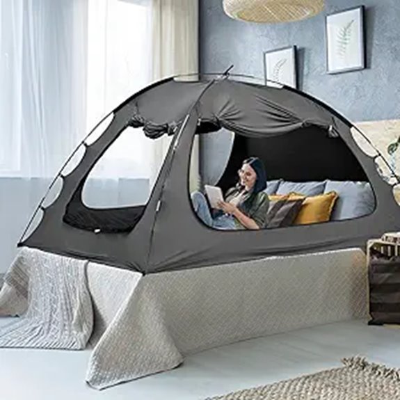 SUNYRISY Full Size Bed Tent with Doors and Blackout