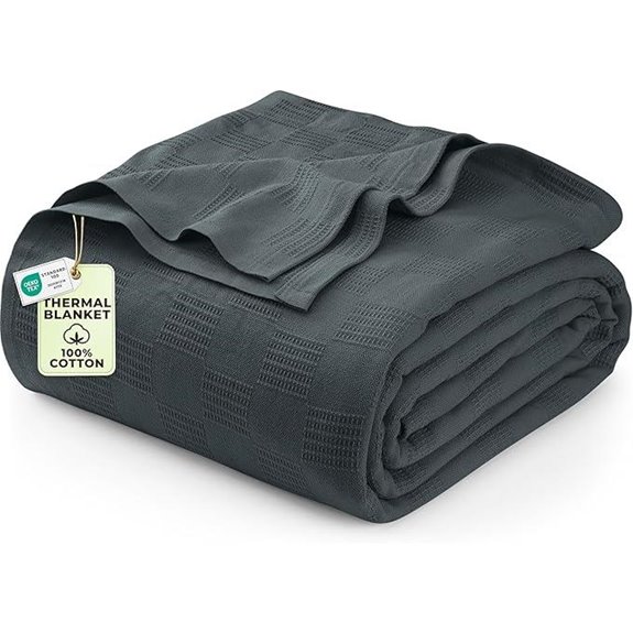 Utopia Smoke Gray Cotton Blanket Queen Size
