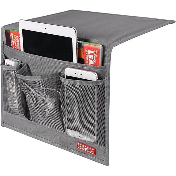 Bedside Storage Organizer with 4 Pockets Grey