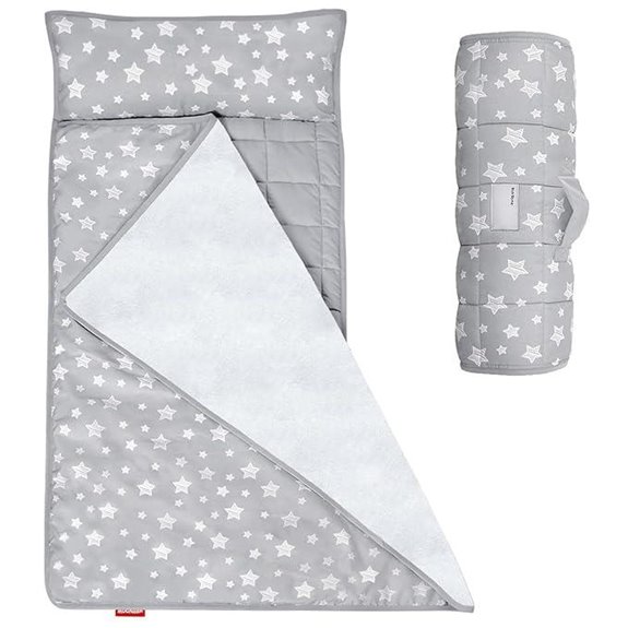 Moonsea Toddler Nap Mat with Pillow & Blanket Grey