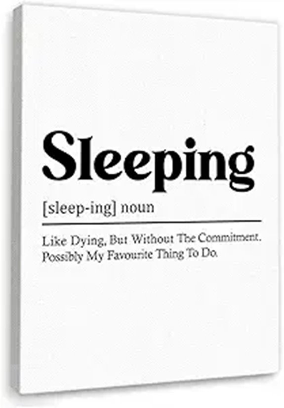 Funny Sleeping Definition Wall Art for Bedroom
