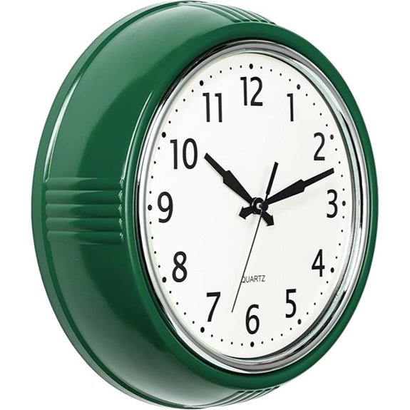 Bernhard Retro Wall Clock 12 Inch Hunter Green