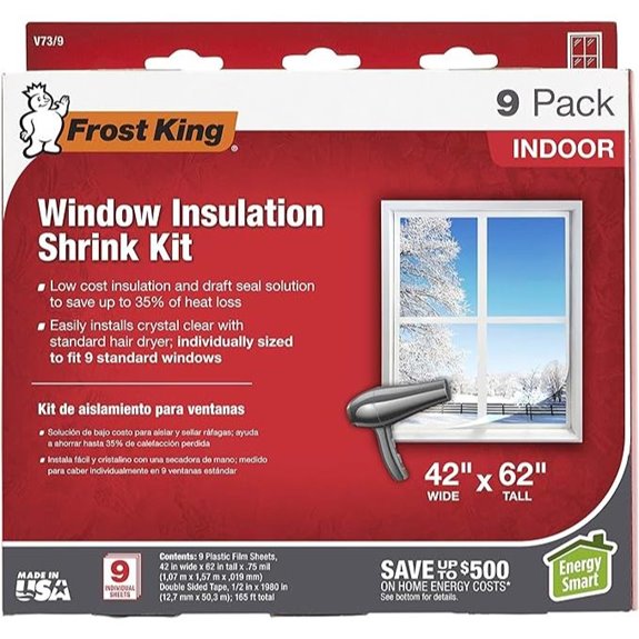 Frost King V73/9H Indoor Shrink Window Kit 42 62-Inch Clear 9-Pack
