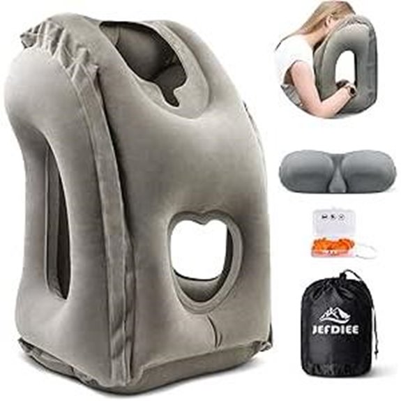JefDiee Inflatable Travel Pillow for Airplanes