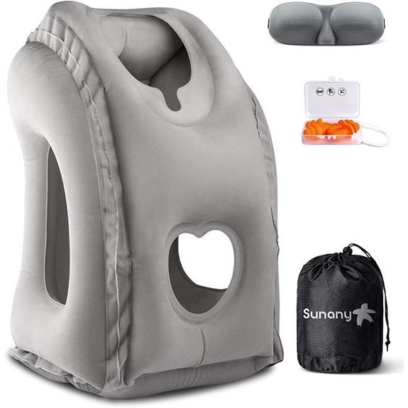 Sunany Inflatable Travel Pillow with Eye Mask and Earplugs