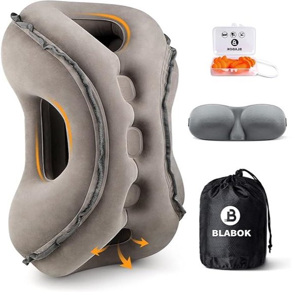 Inflatable Travel Pillow with Eye Mask and Earplugs