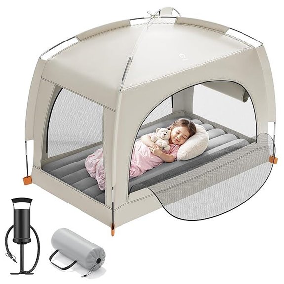 QPAU Inflatable Toddler Travel Bed with Tent