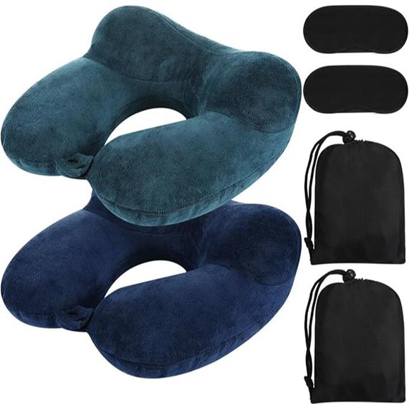 Sintuff Inflatable Travel Pillow Set with Bag & Blindfold