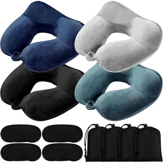 Sintuff Inflatable Travel Pillows with Compact Bag (4 Pack)