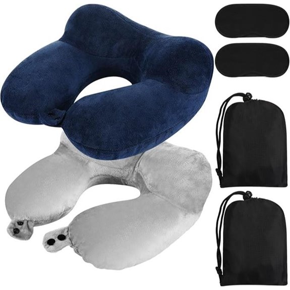 Sintuff Inflatable Travel Pillow Set with Blindfold