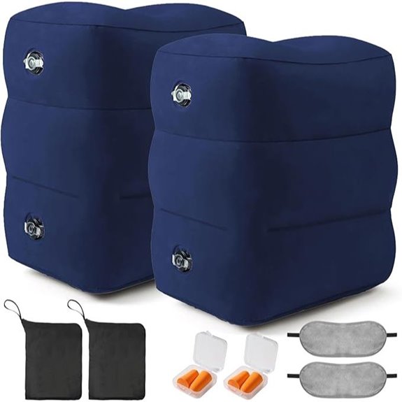 Inflatable Travel Foot Rest Pillow with Eye Mask (2 pcs)