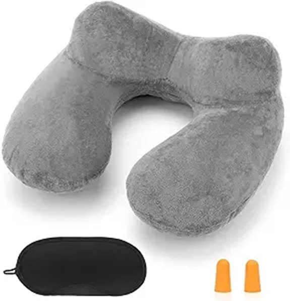 Inflatable Travel Pillow with Washable Velvet Cover