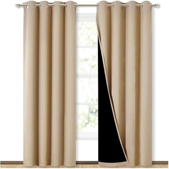 NICETOWN Insulated Black Lined Living Room Curtain Panels