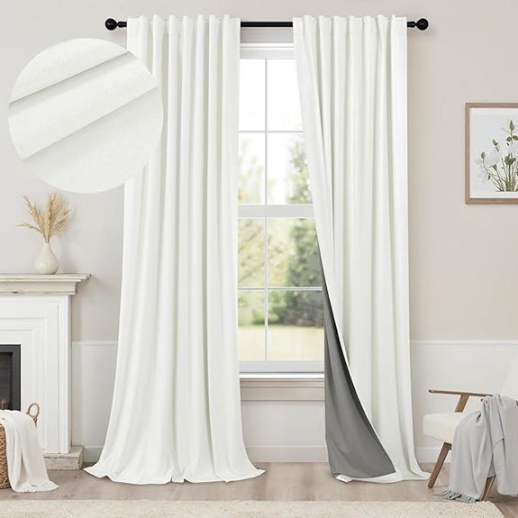 Ivory 108-inch Soundproof Bedroom Living Room Curtains