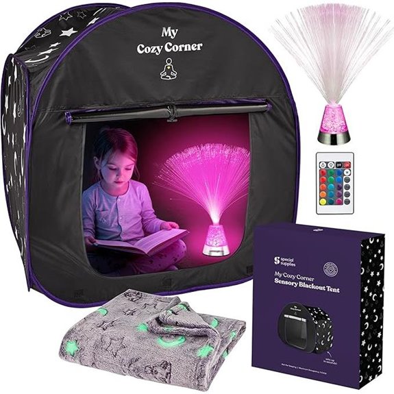 Blackout Sensory Tent for Kids with Fiber Optic Lamp