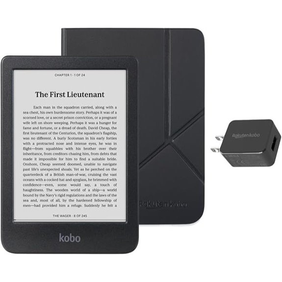 Kobo Clara BW eReader with Case Bundle (Black SleepCover Case + AC Bundle)