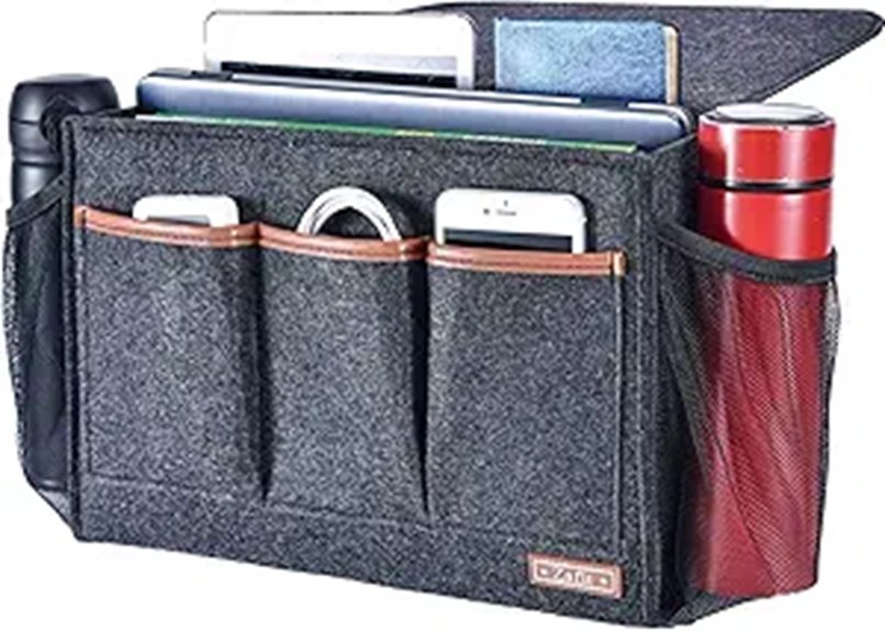 Large Bedside Caddy with 8 Pockets for Storage