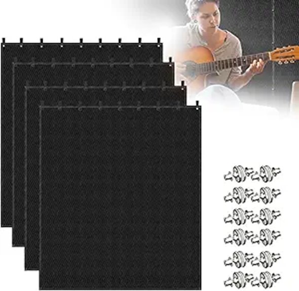 Soundproof Door Blanket Set 96x80 4-Piece Black