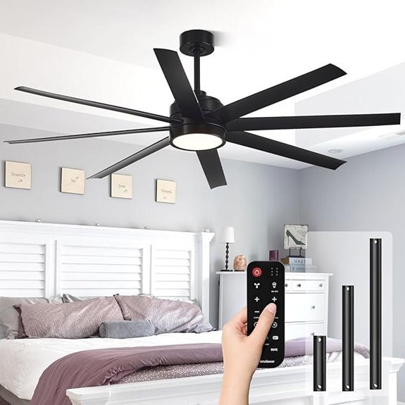 Modern 65-Inch Ceiling Fan with Light & Remote
