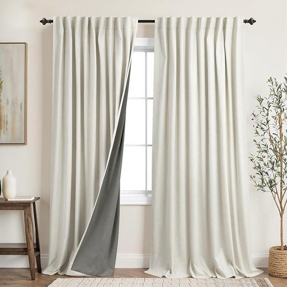 KOUFALL 70-Inch Linen Blackout Soundproof Curtains