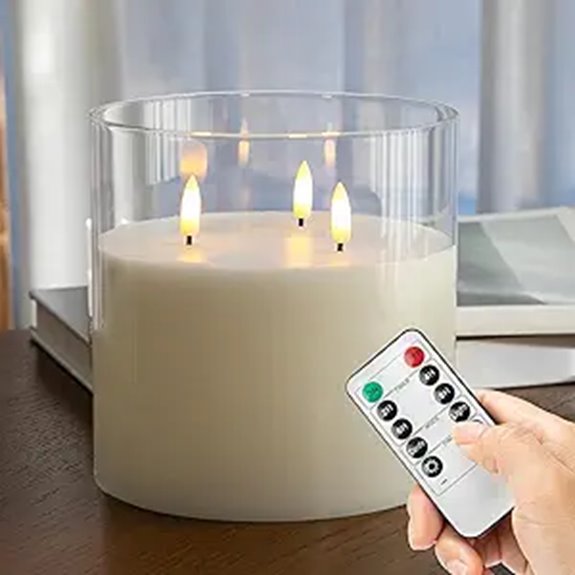 Large Flameless Candles with Remote 6 Glass Real Wax