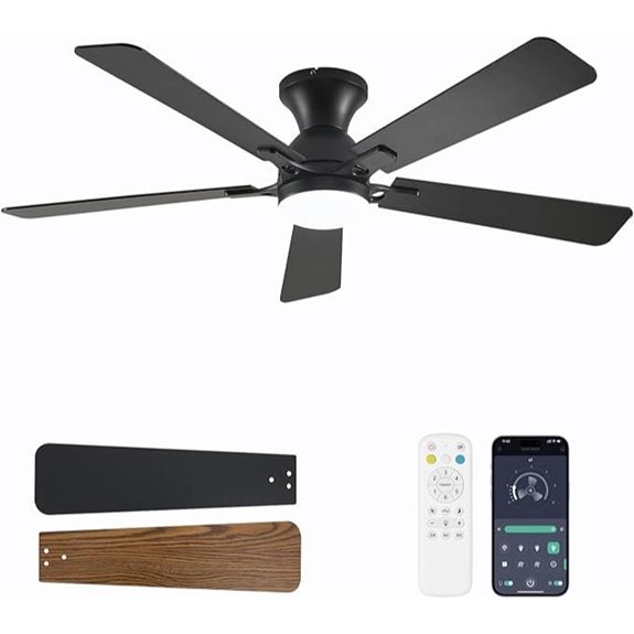52-Inch Reversible Flush Mount Ceiling Fan with Light