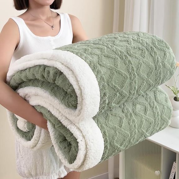 Sherpa Queen Size Fleece Blanket for Bed