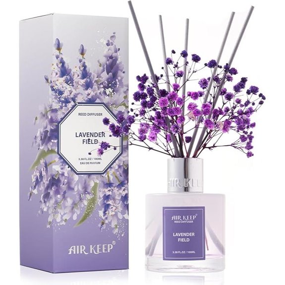 Airkeep Lavender Reed Diffuser Set with 8 Sticks